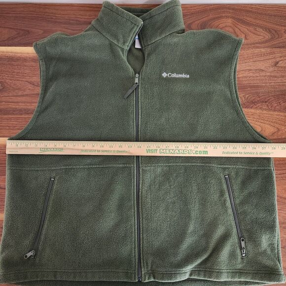Columbia Mens Army Green Fleece Full Zip Vest - Picture 5 of 6